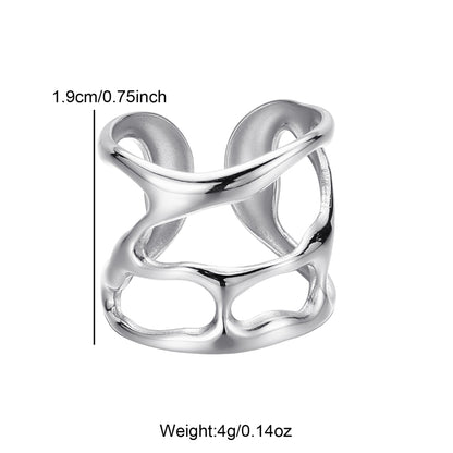 Wholesale Simple Style Classic Style Solid Color Stainless Steel Hollow Out Open Rings