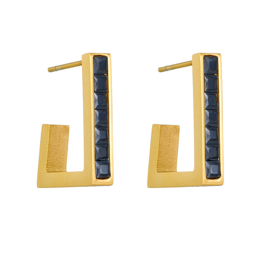 1 Pair Simple Style Solid Color Plating Inlay Stainless Steel Zircon 18k Gold Plated Ear Studs