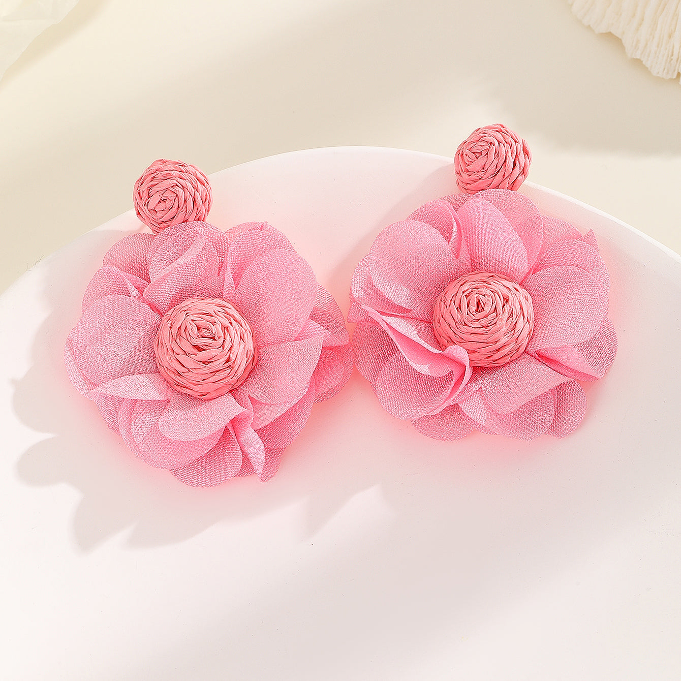 Wholesale Jewelry Vacation Flower Cloth Ear Studs