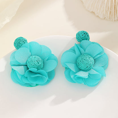 Wholesale Jewelry Vacation Flower Cloth Ear Studs