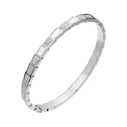 Classic Style Solid Color Stainless Steel Plating Inlay Zircon Bangle