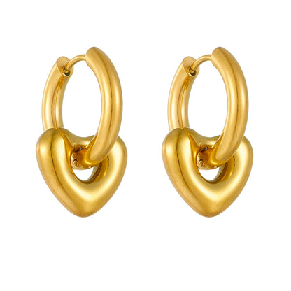 1 Pair Simple Style Commute Solid Color Plating Stainless Steel 18k Gold Plated Hoop Earrings