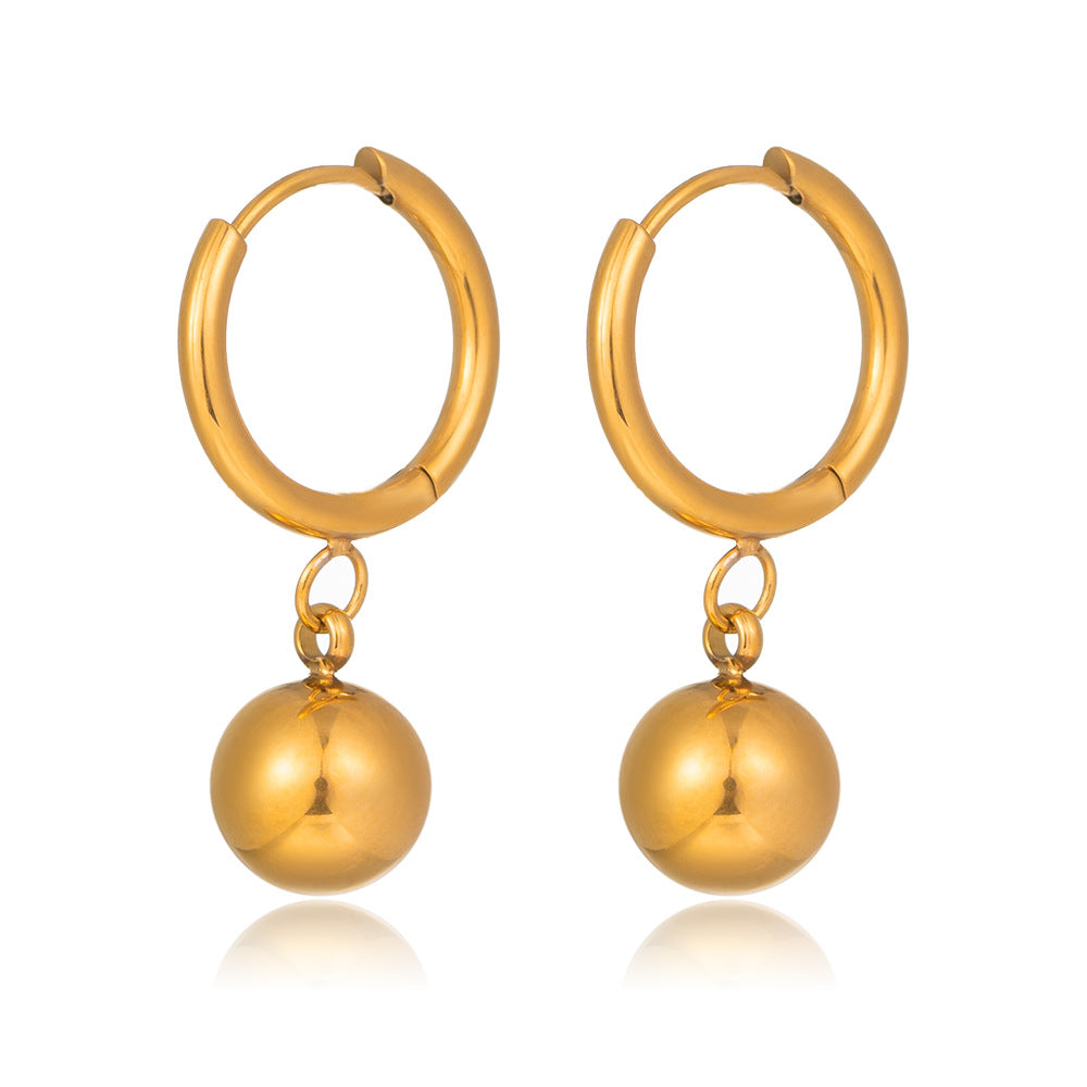 1 Pair Simple Style Solid Color Titanium Steel 18k Gold Plated Drop Earrings