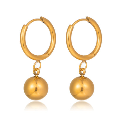 1 Pair Simple Style Solid Color Titanium Steel 18k Gold Plated Drop Earrings