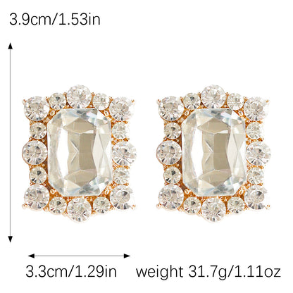 1 Pair Glam Exaggerated Square Inlay Alloy Glass Ear Studs