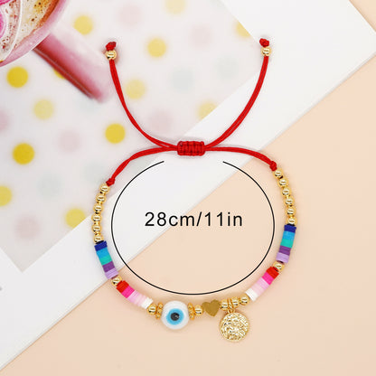 Simple Style Streetwear Letter Eye Artificial Crystal Alloy Copper Beaded Women's Bracelets