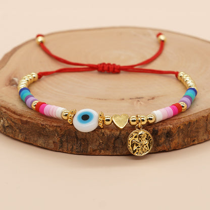 Simple Style Streetwear Letter Eye Artificial Crystal Alloy Copper Beaded Women's Bracelets