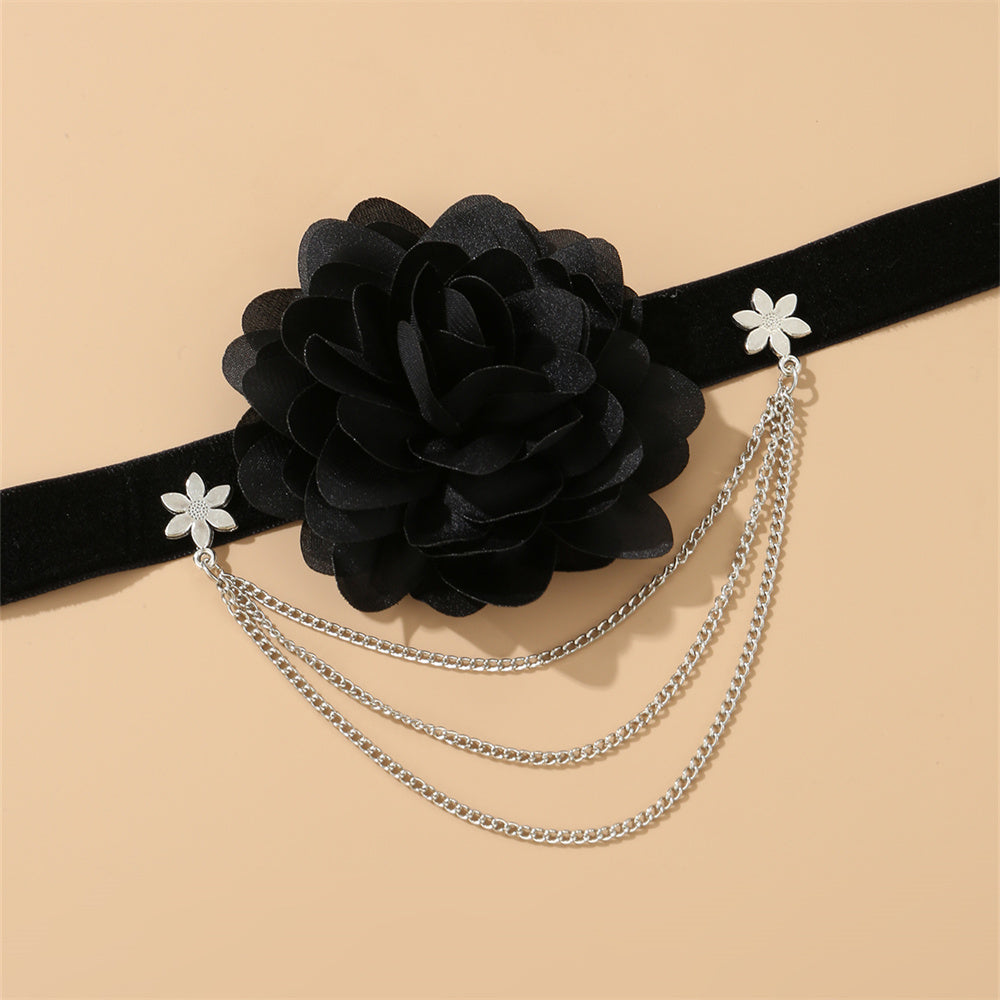 Elegant Gothic Flower Cloth Layered Three-dimensional Women's Choker