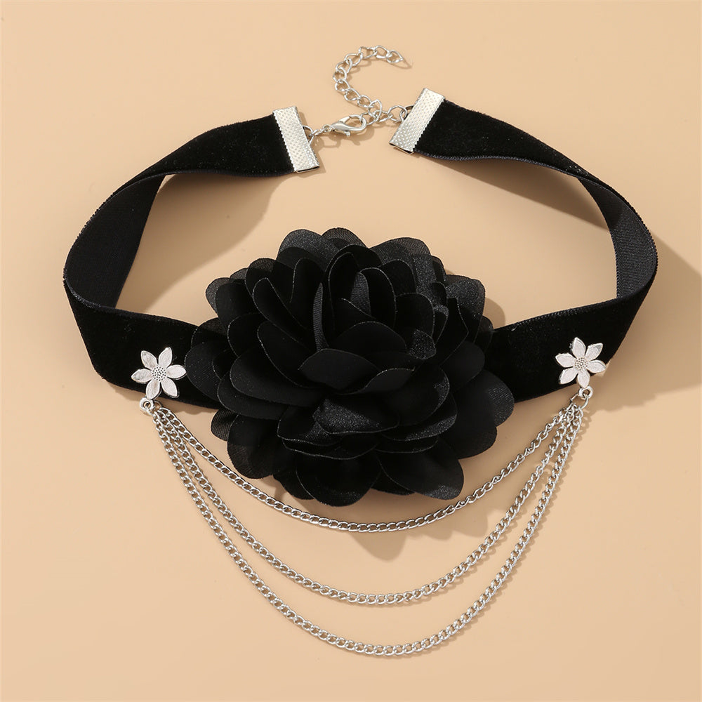 Elegant Gothic Flower Cloth Layered Three-dimensional Women's Choker