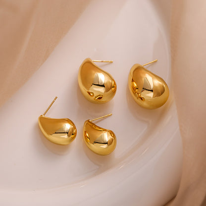 1 Pair Ig Style French Style Water Droplets Pea Plating Copper 18k Gold Plated Ear Studs