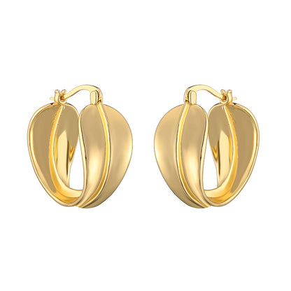 1 Pair Ig Style Casual French Style Leaves Lines Twist Plating Copper 18k Gold Plated Hoop Earrings