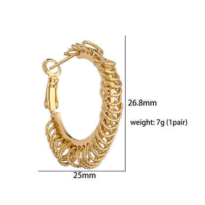 1 Pair Ig Style Casual French Style Leaves Lines Twist Plating Copper 18k Gold Plated Hoop Earrings