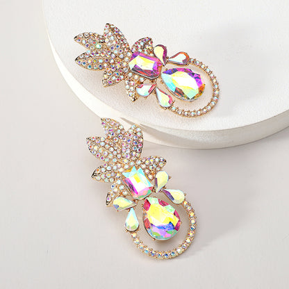 Elegant Luxurious Lady Leaf Alloy Inlay Artificial Gemstones Women's Earrings