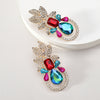 Elegant Luxurious Lady Leaf Alloy Inlay Artificial Gemstones Women's Earrings