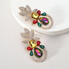 Elegant Luxurious Lady Leaf Alloy Inlay Artificial Gemstones Women's Earrings