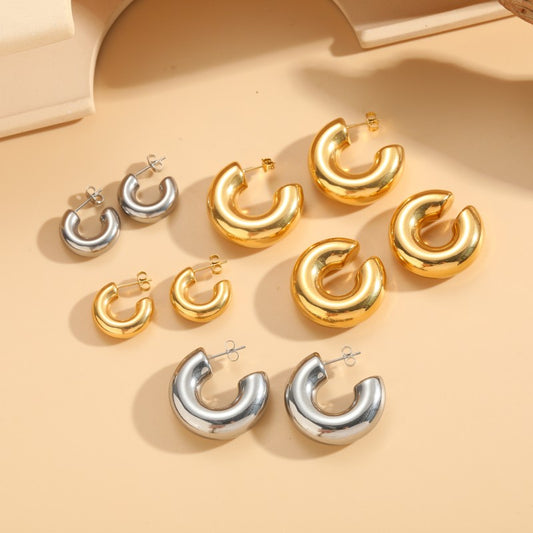 1 Pair Classic Style Streetwear Geometric Plating Titanium Steel 14k Gold Plated Earrings