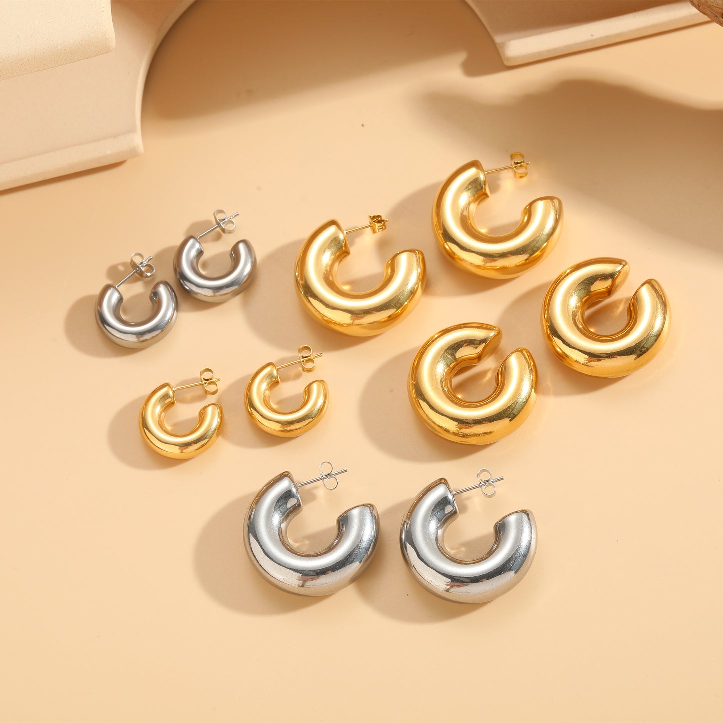 1 Pair Classic Style Streetwear Geometric Plating Titanium Steel 14k Gold Plated Earrings