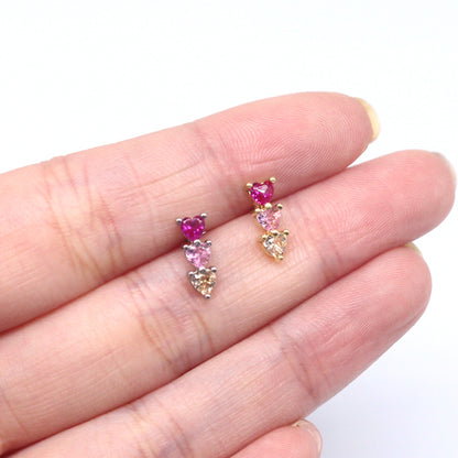 Simple Style Leaf Stainless Steel Aluminium Alloy Plating Inlay Diamond Zircon White Gold Plated Gold Plated Ear Studs Nose Ring