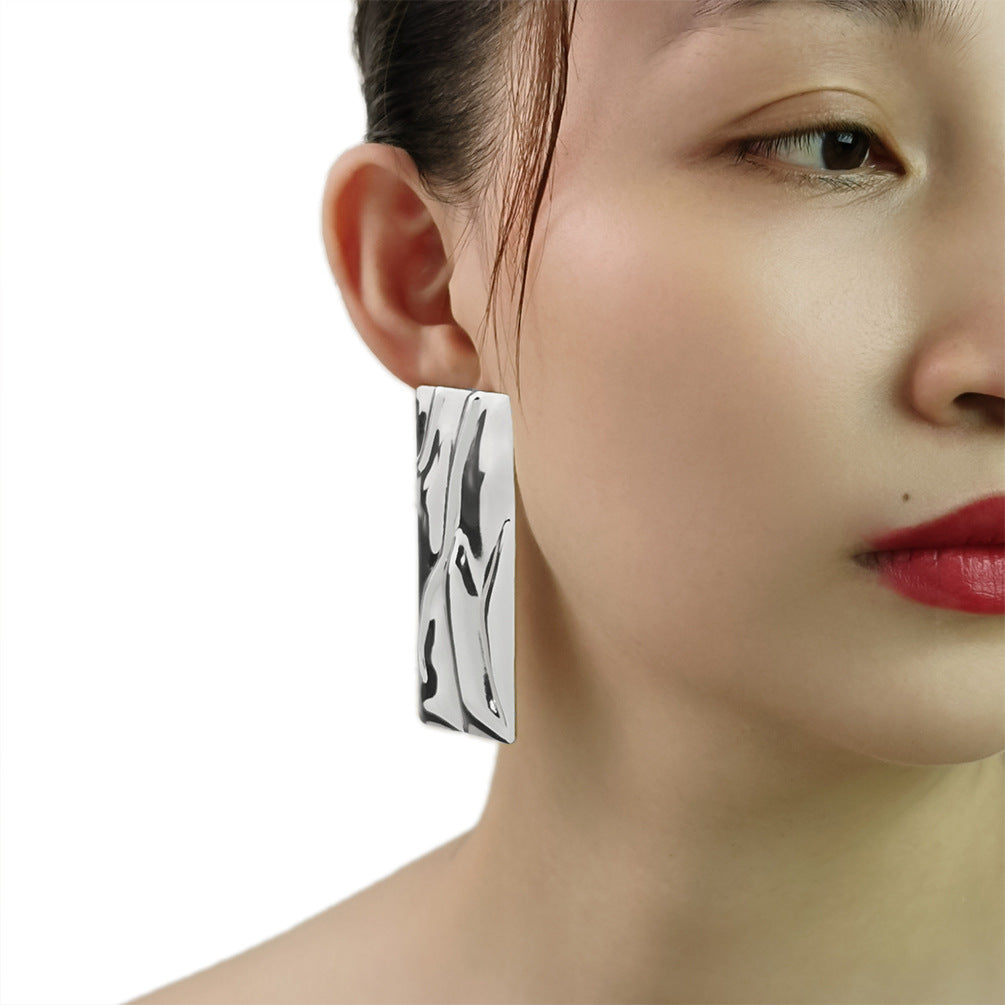 1 Pair Retro Geometric Solid Color Alloy Plating Pleated Women's Ear Studs