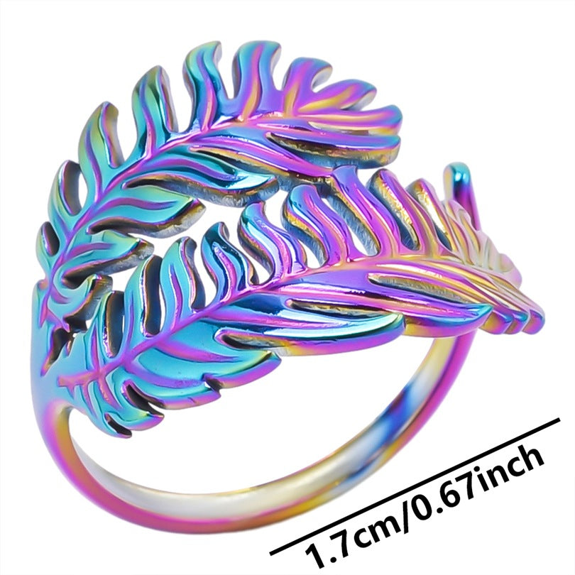 Wholesale Vintage Style Leaves Stainless Steel Plating Open Rings