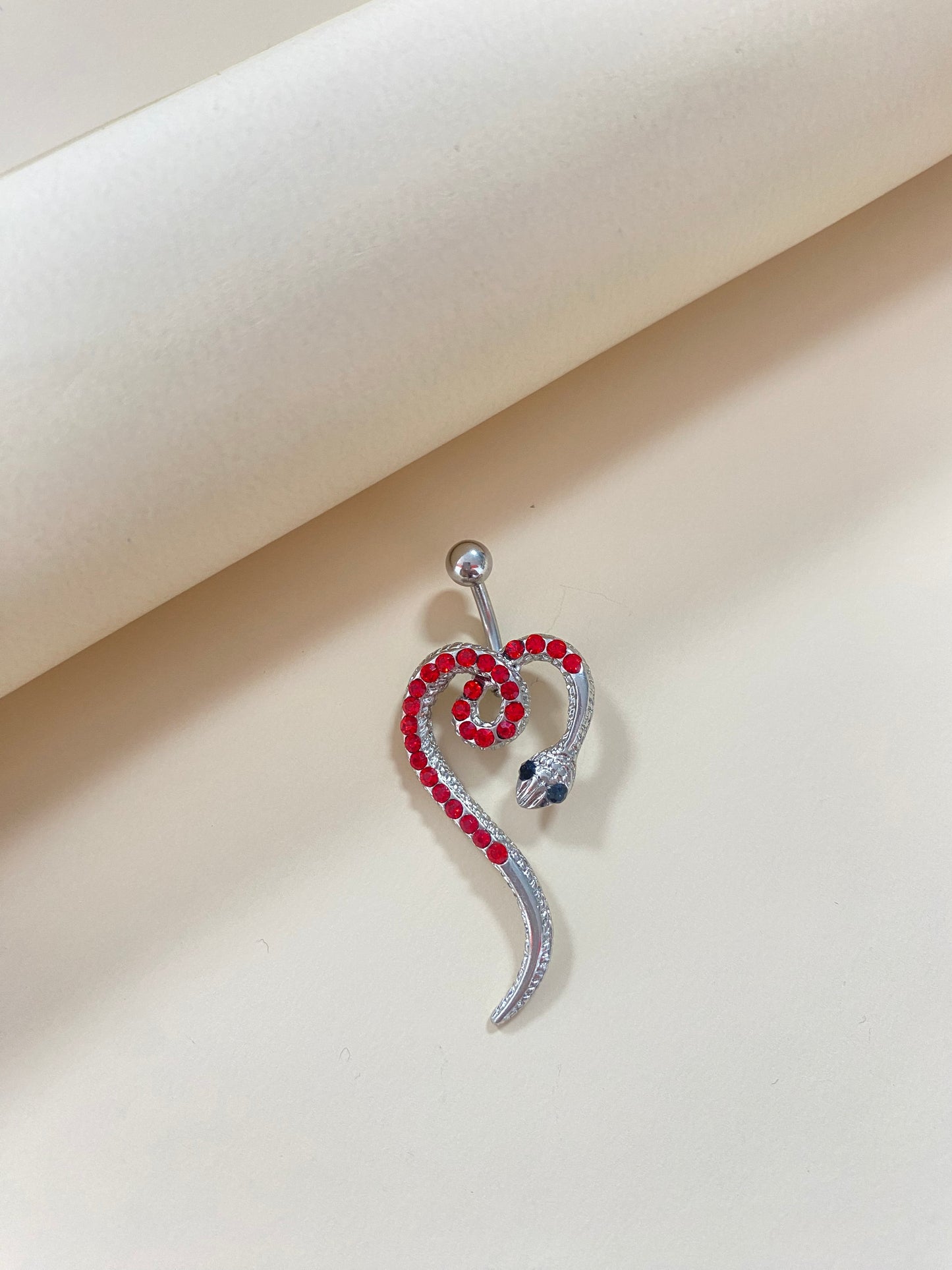 Gaibei Europe And America Cross Border Simulated Snakes Belly Ring Irregular Heart-shaped Zircon Navel Stud Piercing Jewelry