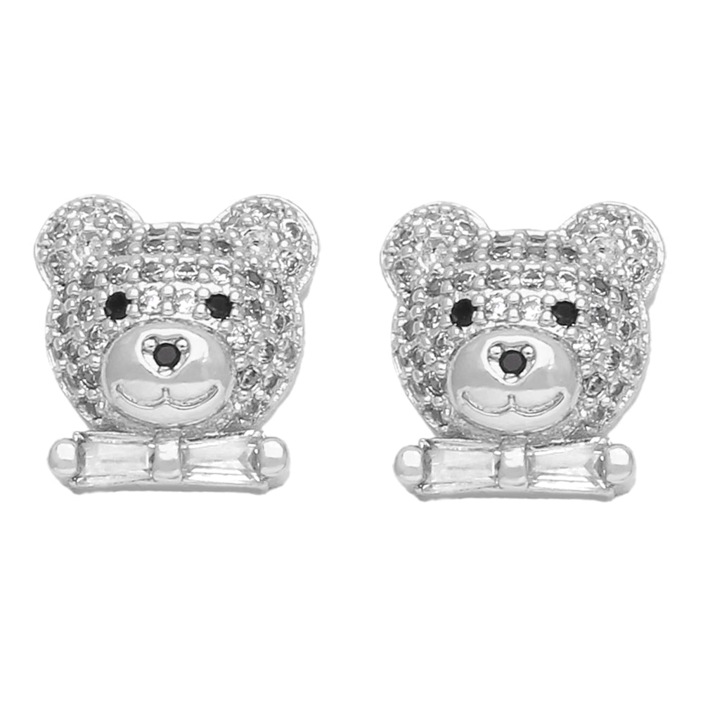 1 Pair Ig Style Cute Bear Plating Inlay Copper Zircon 18k Gold Plated Ear Studs