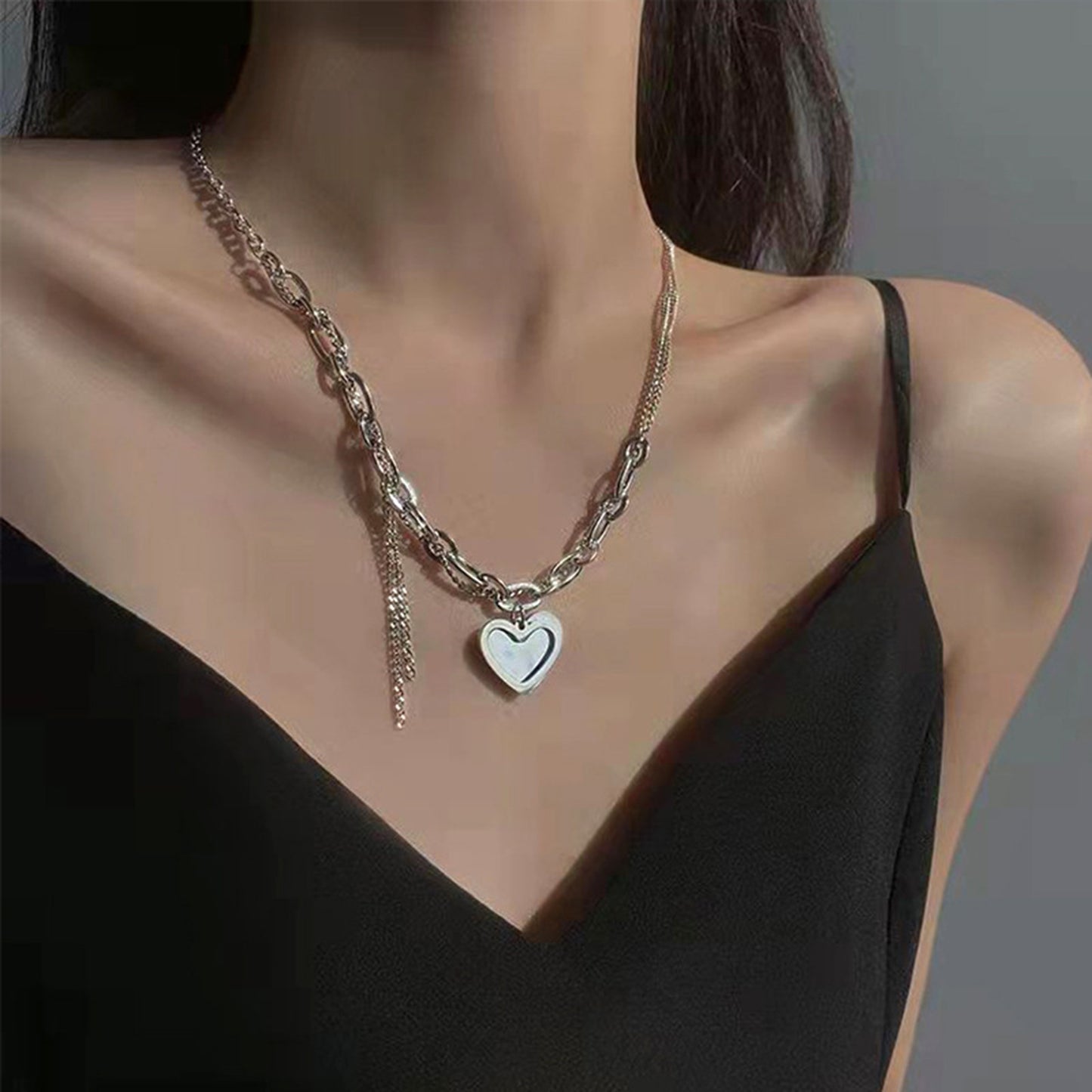 Hip-hop Rock Heart Shape Alloy Women's Pendant Necklace