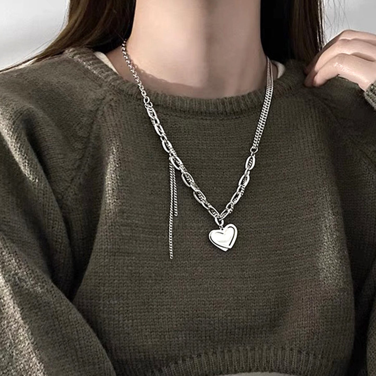 Hip-hop Rock Heart Shape Alloy Women's Pendant Necklace