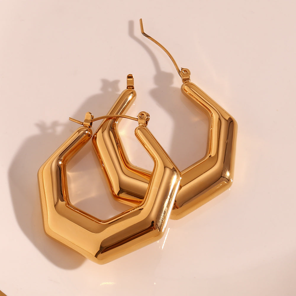 1 Pair Basic Simple Style Classic Style Geometric Plating Stainless Steel 18k Gold Plated Earrings