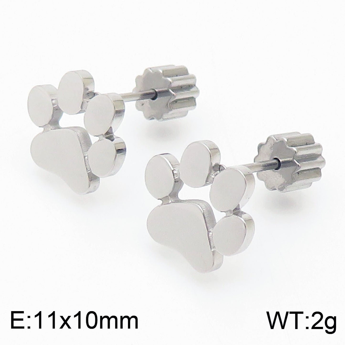 South Korea Stainless Steel Cute Pet Footprint Earrings