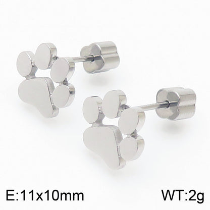 South Korea Stainless Steel Cute Pet Footprint Earrings