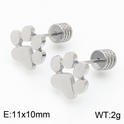 South Korea Stainless Steel Cute Pet Footprint Earrings