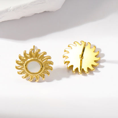 1 Pair Simple Style Sun Plating Stainless Steel Gold Plated Ear Studs