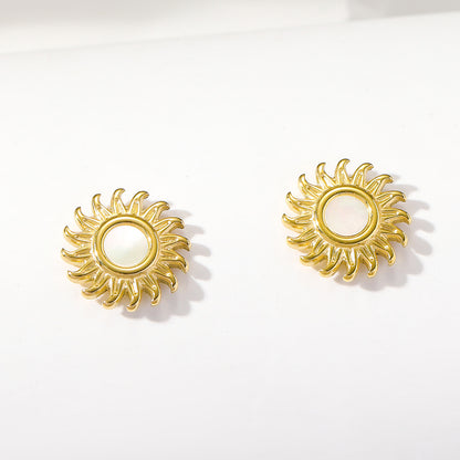 1 Pair Simple Style Sun Plating Stainless Steel Gold Plated Ear Studs