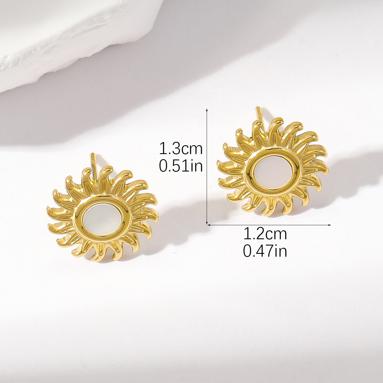 1 Pair Simple Style Sun Plating Stainless Steel Gold Plated Ear Studs