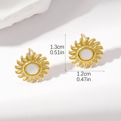 1 Pair Simple Style Sun Plating Stainless Steel Gold Plated Ear Studs