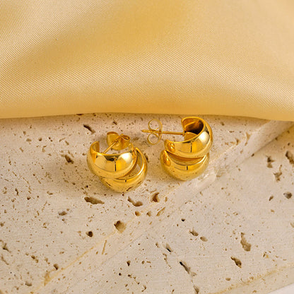 1 Pair Vacation Modern Style Solid Color Plating Stainless Steel Gold Plated Ear Studs