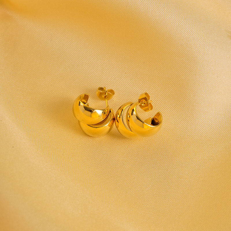 1 Pair Vacation Modern Style Solid Color Plating Stainless Steel Gold Plated Ear Studs