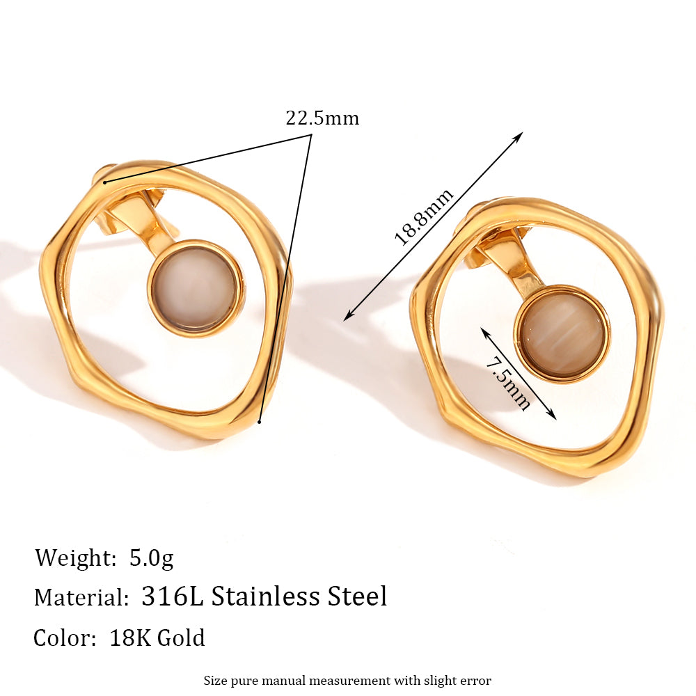 1 Pair Vintage Style Classic Style Round Plating Stainless Steel 18k Gold Plated Ear Studs