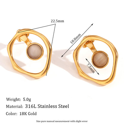 1 Pair Vintage Style Simple Style Classic Style Geometric Snake Plating Inlay Stainless Steel Rhinestones 18k Gold Plated Earrings