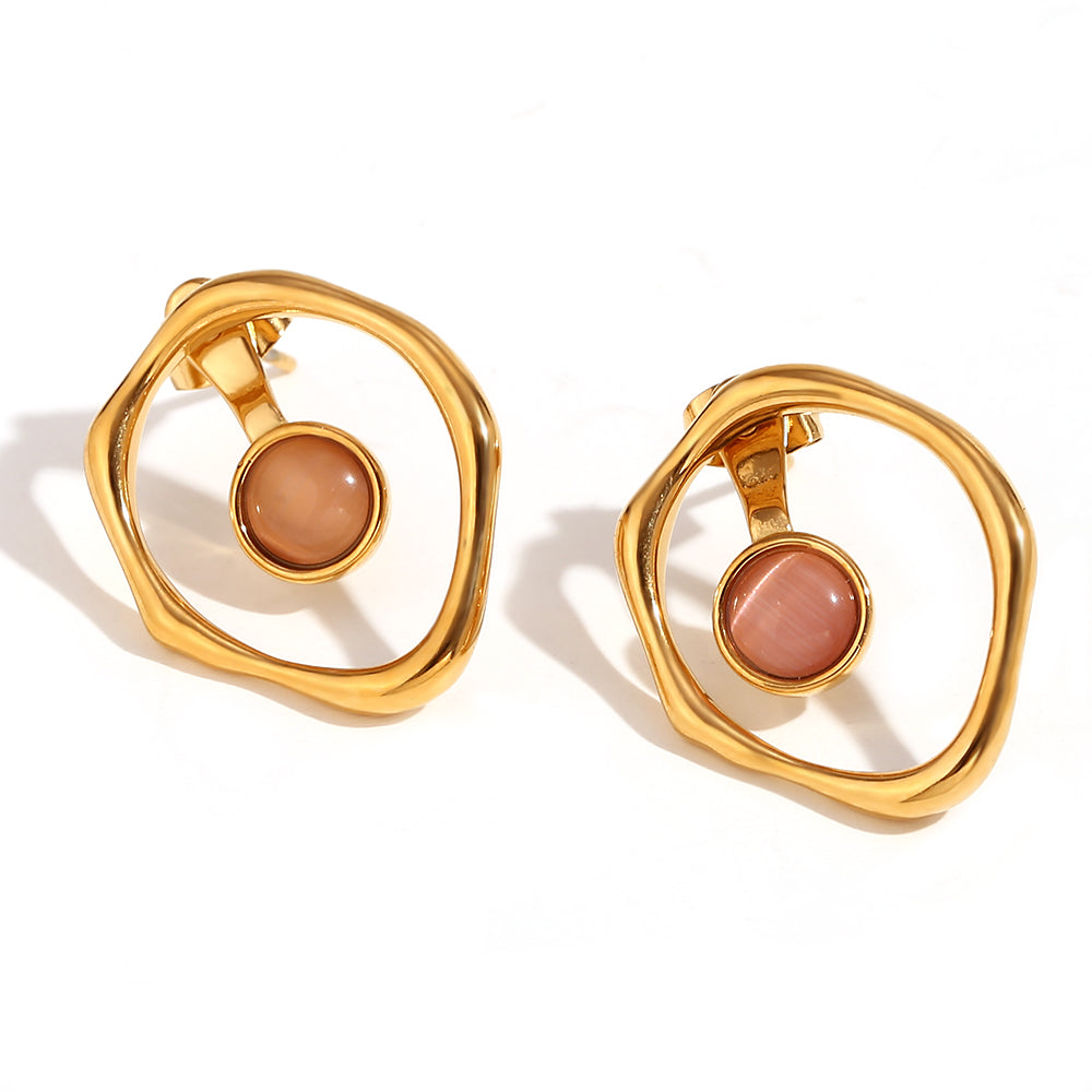 1 Pair Vintage Style Classic Style Round Plating Stainless Steel 18k Gold Plated Ear Studs