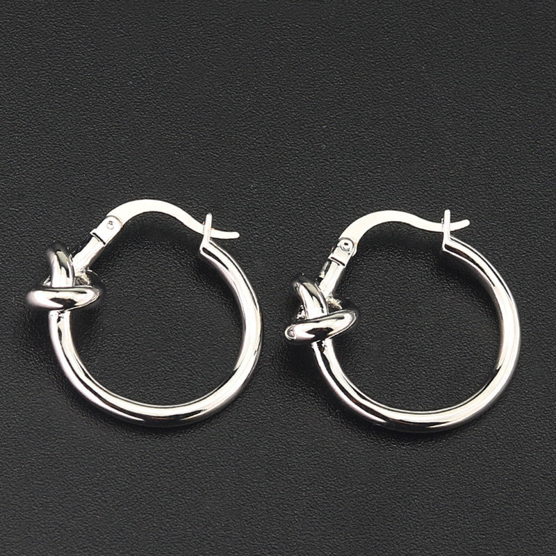 1 Pair Retro Geometric Titanium Steel Plating Hoop Earrings