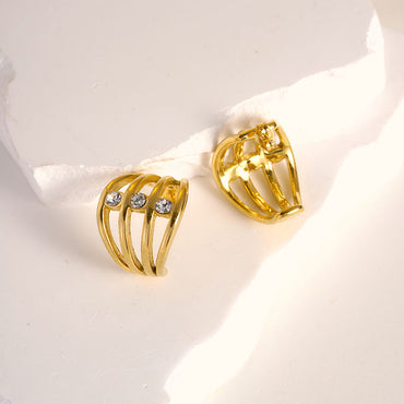 1 Pair Modern Style Classic Style C Shape Plating Inlay Stainless Steel Zircon Gold Plated Earrings