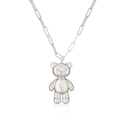 Cute Little Bear Copper Plating Hollow Out 18k Gold Plated Pendant Necklace