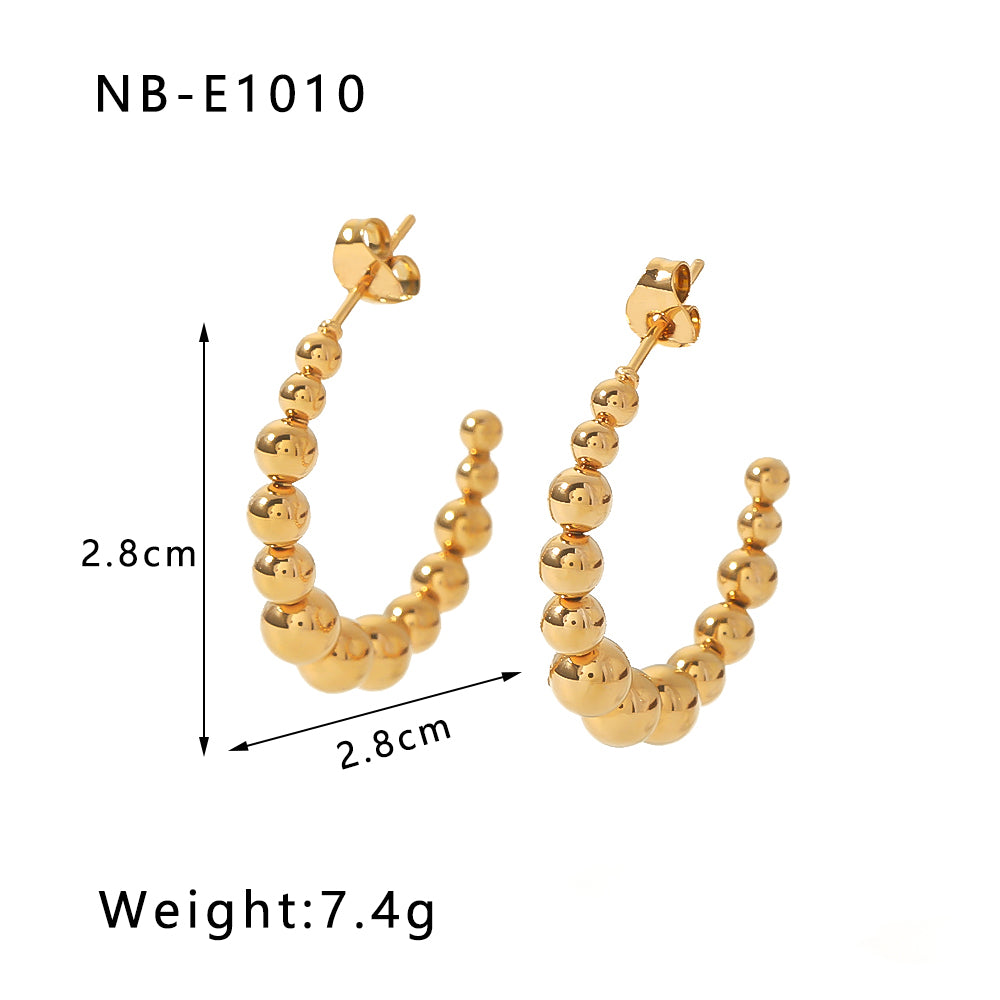 1 Pair Ig Style Vintage Style Simple Style Ball Plating Stainless Steel 18k Gold Plated Earrings