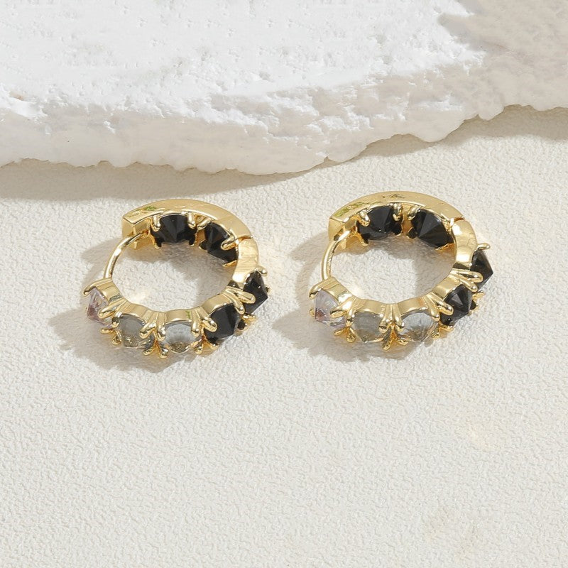 1 Pair Elegant Round Plating Inlay Copper Zircon 14k Gold Plated Earrings