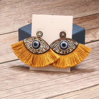 Wholesale Jewelry Vintage Style Exaggerated Artistic Devil's Eye Cloth Drop Earrings