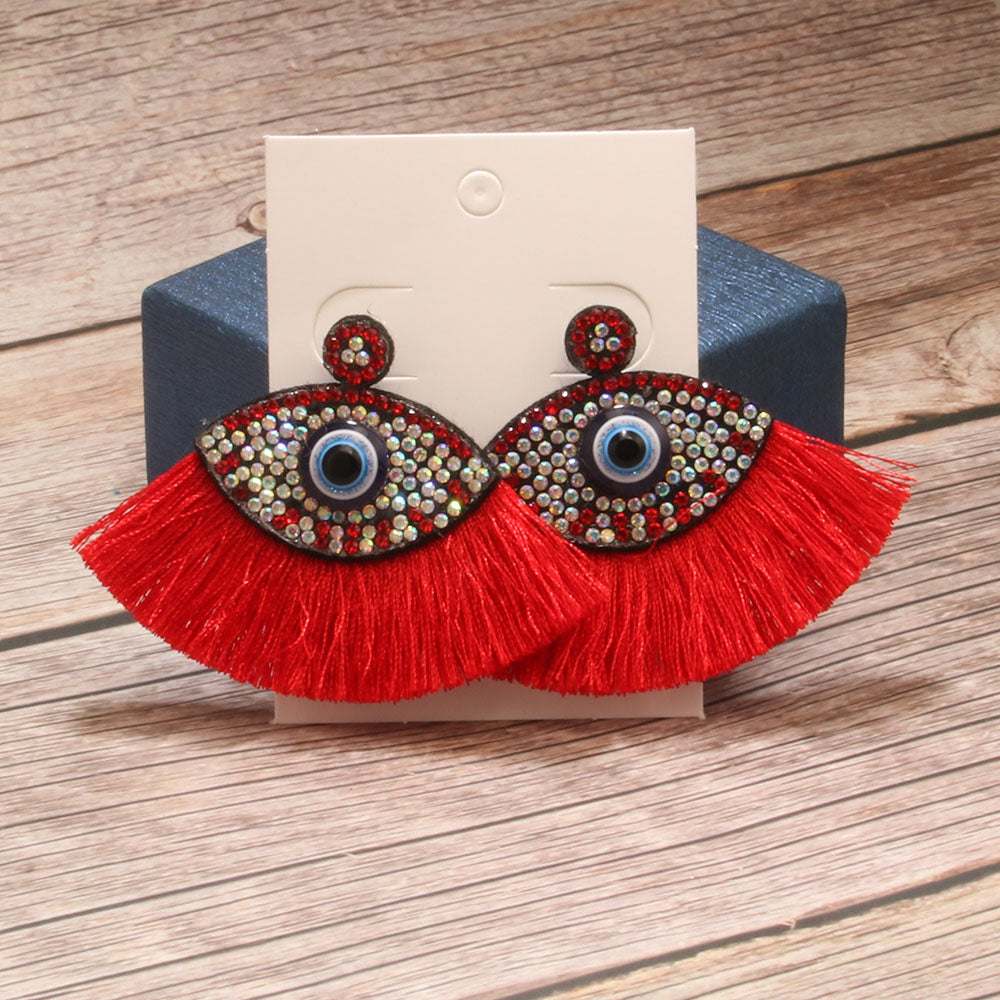 Wholesale Jewelry Vintage Style Exaggerated Artistic Devil's Eye Cloth Drop Earrings