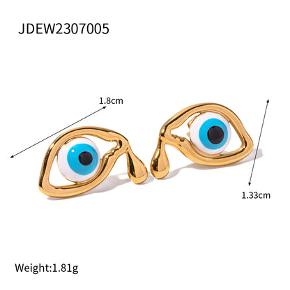 1 Pair Ig Style Devil's Eye Enamel Plating Stainless Steel 18k Gold Plated Ear Studs