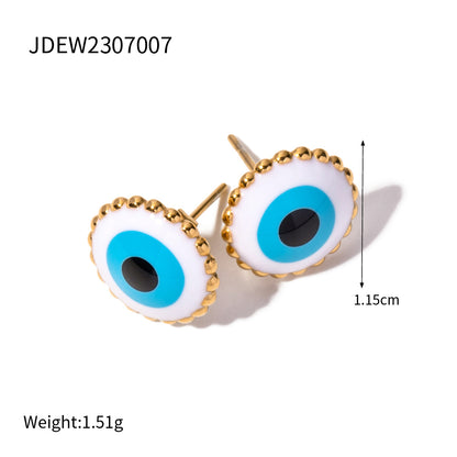 1 Pair Ig Style Devil's Eye Enamel Plating Stainless Steel 18k Gold Plated Ear Studs